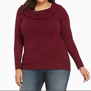 Torrid sz 0 Burgundy Foldover Collar Sweater